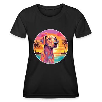 Kretische Hunderasse bunte Karikatur Aquarell - Frauen Funktions-T-Shirt - Schwarz - Vorne - AI Model Female 172 light (172cm)