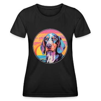 Russe Arlequin Hound Chien Race Coloré Dessin Animé - T-shirt sport Femme - noir - Devant - AI Model Female 172 light (172cm)