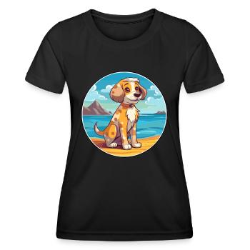 Akbash Dog Breed Cartoon Kawaii Clipart Watercolor - Women's Functional T-Shirt - black - Front - AI Model Female 172 light (172cm)