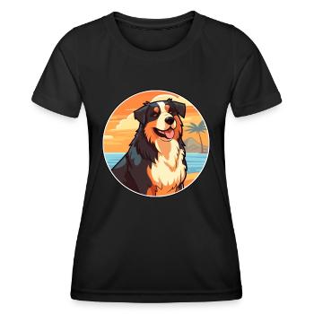 Alabai Schäferhund Rasse Cartoon Kawaii Clipart - Frauen Funktions-T-Shirt - Schwarz - Vorne - AI Model Female 172 light (172cm)