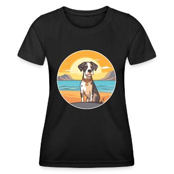 Braque Auvergne Dog Breed Cartoon Kawaii Clipart - Women's Functional T-Shirt - black - Front - AI Model Female 172 light (172cm)
