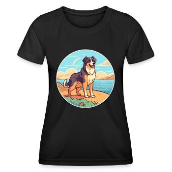Bucovina Schäferhund Rasse Cartoon Kawaii Clipart - Frauen Funktions-T-Shirt - Schwarz - Vorne - AI Model Female 172 light (172cm)