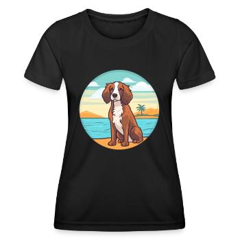 Deutsch Spaniel Hund Rasse Cartoon Kawaii Clipart - Frauen Funktions-T-Shirt - Schwarz - Vorne - AI Model Female 172 light (172cm)