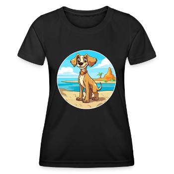 Kombai Dog Breed Cartoon Kawaii Clipart Watercolor - Women's Functional T-Shirt - black - Front - AI Model Female 172 light (172cm)