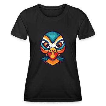 Mandarin Duck Colorful Watercolor Animal Cartoon - Women's Functional T-Shirt - black - Front - AI Model Female 172 light (172cm)