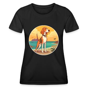 Norwegian Hound Dunker Dog Breed Cartoon Kawaii - Women's Functional T-Shirt - black - Front - AI Model Female 172 light (172cm)