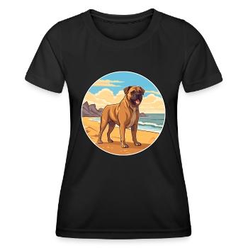 Perro de Presa Canario Hunderasse Cartoon Kawaii - Frauen Funktions-T-Shirt - Schwarz - Vorne - AI Model Female 172 light (172cm)