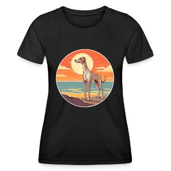 Old Croatian Sighthound Dog Breed Cartoon Kawaii - Women's Functional T-Shirt - black - Front - AI Model Female 172 light (172cm)