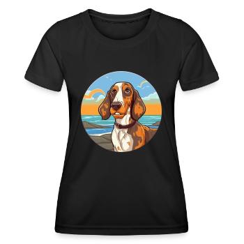 Russe Arlequin Hound chien race Cartoon Kawaii - T-shirt sport Femme - noir - Devant - AI Model Female 172 light (172cm)