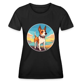Teddy Roosevelt Terrier chien race Cartoon Kawaii - T-shirt sport Femme - noir - Devant - AI Model Female 172 light (172cm)