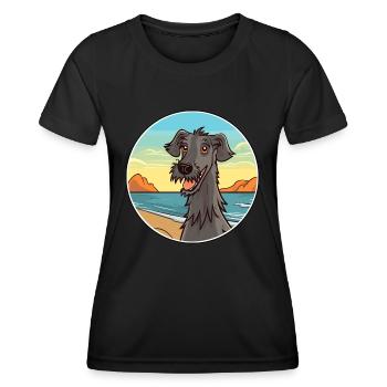 Chien de chien de race de lévrier écossais Cartoon Kawaii chien - T-shirt sport Femme - noir - Devant - AI Model Female 172 light (172cm)