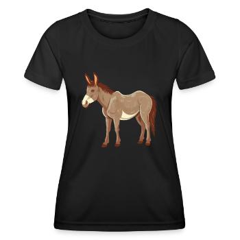 Esel buntes Aquarell Cartoon Kawaii Tier - Frauen Funktions-T-Shirt - Schwarz - Vorne - AI Model Female 172 light (172cm)