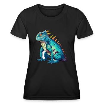Basilisk Buntes Aquarell Cartoon Kawaii Tier - Frauen Funktions-T-Shirt - Schwarz - Vorne - AI Model Female 172 light (172cm)