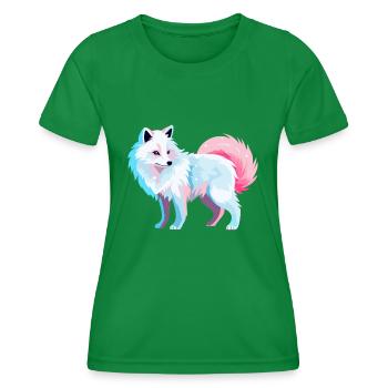 Arktisfuchs Bunte Aquarell-Karikatur Kawaii Anim - Frauen Funktions-T-Shirt - Kelly Green - Vorne - AI Model Female 172 dark (172cm)