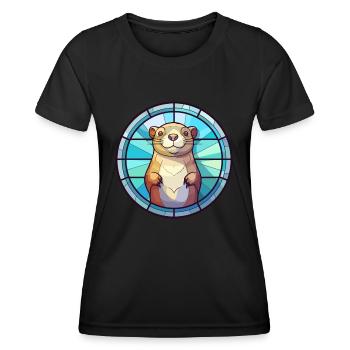 Gopher Stained Glass Colorful Cartoon Kawaii Anima - Women's Functional T-Shirt - black - Front - AI Model Female 172 light (172cm)