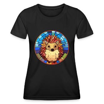 Igel Bunte Karikatur Kawaii Ani - Frauen Funktions-T-Shirt - Schwarz - Vorne - AI Model Female 172 light (172cm)