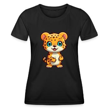 Jaguar Mignon Dessin Animé Kawaii Aquarelle Animal De Compagnie - T-shirt sport Femme - noir - Devant - AI Model Female 172 light (172cm)