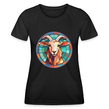 Ziege Bunte Karikatur Kawaii Tier - Frauen Funktions-T-Shirt - Schwarz - Vorne - AI Model Female 172 light (172cm)