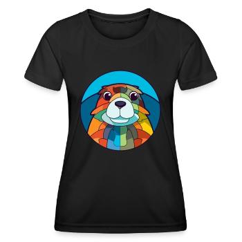 Gopher Stained Glass Colorful Cartoon Kawaii Anima - Women's Functional T-Shirt - black - Front - AI Model Female 172 light (172cm)
