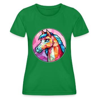 Ponny vitrail coloré dessin animé Kawaii Animal - T-shirt sport Femme - vert - Devant - AI Model Female 172 dark (172cm)
