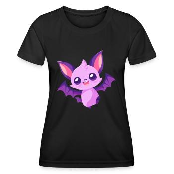 Bat Cute Happy Kawaii Cartoon Clipart Animal - Women's Functional T-Shirt - black - Front - AI Model Female 172 light (172cm)