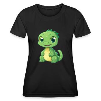 Basilisk Niedlich Glücklich Kawaii Cartoon Clipart Tier - Frauen Funktions-T-Shirt - Schwarz - Vorne - AI Model Female 172 light (172cm)