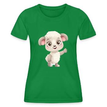 Schaf süßes glückliches Kawaii Cartoon Clipart Tier - Frauen Funktions-T-Shirt - Kelly Green - Vorne - AI Model Female 172 dark (172cm)