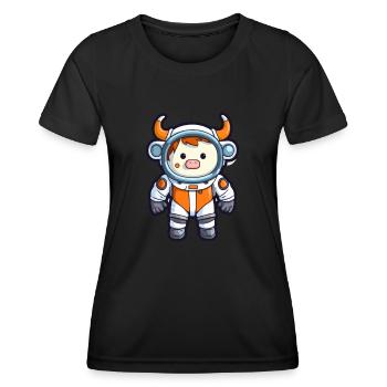 Astronaute Drôle Vache Kawaii Dessin Animé Animal De Compagnie - T-shirt sport Femme - noir - Devant - AI Model Female 172 light (172cm)