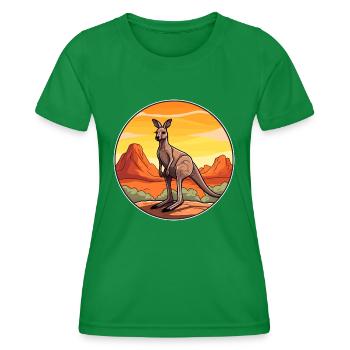 Kangourou Aquarelle Colorée Dessin Animé Kawaii Animal - T-shirt sport Femme - vert - Devant - AI Model Female 172 dark (172cm)