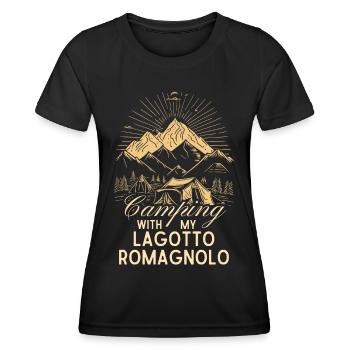 Lagotto Romagnolo Camping - Frauen Funktions-T-Shirt - Schwarz - Vorne - AI Model Female 172 light (172cm)