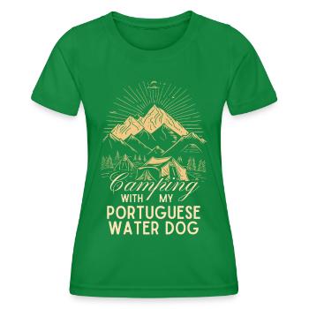 Portuguese Water Dog Camping - Women's Functional T-Shirt - kelly green - Front - AI Model Female 172 dark (172cm)