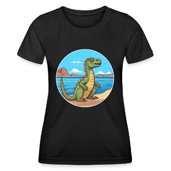 Basilisk Aquarell Cartoon Kawaii Clipart Tier - Frauen Funktions-T-Shirt - Schwarz - Vorne - AI Model Female 172 light (172cm)