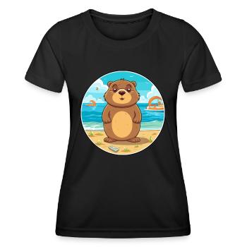 Gopher Watercolor Cartoon Kawaii Clipart Animal - Women's Functional T-Shirt - black - Front - AI Model Female 172 light (172cm)