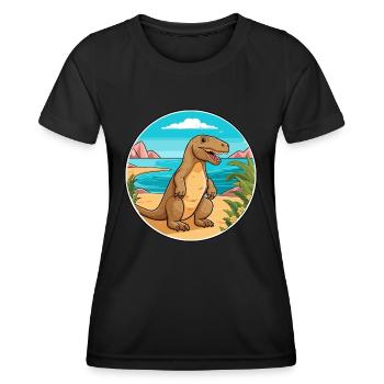 Komodowaran Aquarell Cartoon Kawaii Tier - Frauen Funktions-T-Shirt - Schwarz - Vorne - AI Model Female 172 light (172cm)