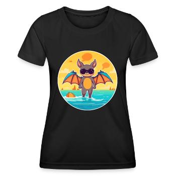 Bat Watercolor Cartoon Kawaii Clipart Animal - Women's Functional T-Shirt - black - Front - AI Model Female 172 light (172cm)