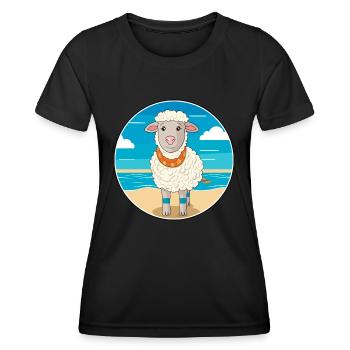 Schaf Aquarell Cartoon Kawaii Clipart Tier - Frauen Funktions-T-Shirt - Schwarz - Vorne - AI Model Female 172 light (172cm)