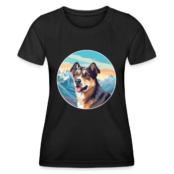 Molosse aryen chien race dessin animé Kawaii aquarelle - T-shirt sport Femme - noir - Devant - AI Model Female 172 light (172cm)