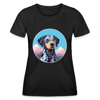 Catahoula Leopard Hund Rasse Cartoon Kawaii Waterco - Frauen Funktions-T-Shirt - Schwarz - Vorne - AI Model Female 172 light (172cm)