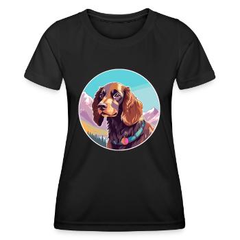 Picardy Spaniel Dog Breed Cartoon Kawaii Watercolo - Women's Functional T-Shirt - black - Front - AI Model Female 172 light (172cm)