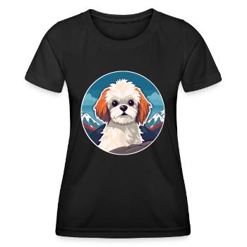 Russian Toy Dog Breed Cartoon Kawaii Watercolor - Women's Functional T-Shirt - black - Front - AI Model Female 172 light (172cm)