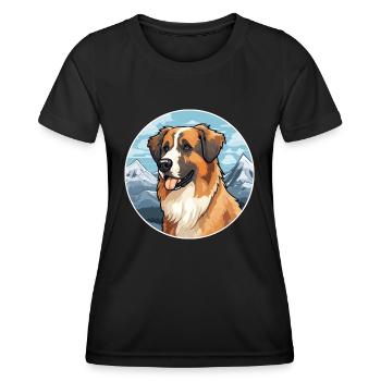 Schäferhund Rasse Karikatur Kawaii Aquarell - Frauen Funktions-T-Shirt - Schwarz - Vorne - AI Model Female 172 light (172cm)