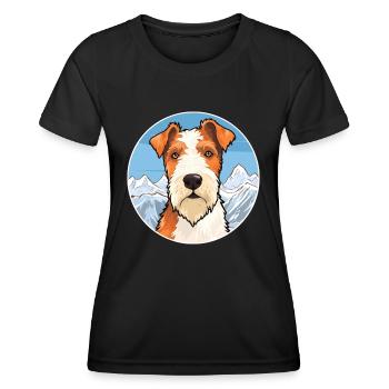 Draht Foxterrier Hunderasse Karikatur Kawaii Watercol - Frauen Funktions-T-Shirt - Schwarz - Vorne - AI Model Female 172 light (172cm)