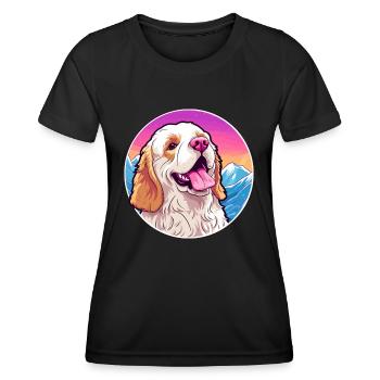 Clumber Spaniel Dog Breed Cartoon Kawaii Watercolo - Women's Functional T-Shirt - black - Front - AI Model Female 172 light (172cm)