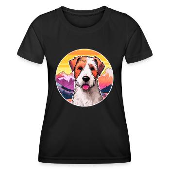 Draht Foxterrier Hunderasse Karikatur Kawaii Watercol - Frauen Funktions-T-Shirt - Schwarz - Vorne - AI Model Female 172 light (172cm)