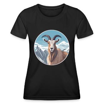 Goat Watercolor Cartoon Kawaii Pet Animal Colorful - Women's Functional T-Shirt - black - Front - AI Model Female 172 light (172cm)