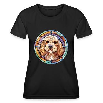 Cockapoo chien race vitrail coloré Watercol - T-shirt sport Femme - noir - Devant - AI Model Female 172 light (172cm)