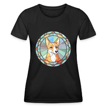 Norwegische Lundehund Hunderasse Buntglas Farbe - Frauen Funktions-T-Shirt - Schwarz - Vorne - AI Model Female 172 light (172cm)