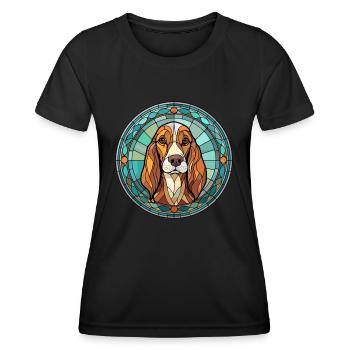 Arlequin russe chien chien race vitrail Co - T-shirt sport Femme - noir - Devant - AI Model Female 172 light (172cm)