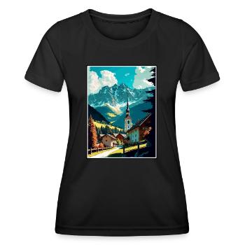 Garmisch Partenkirchen Deutschland Reiseplakat - Frauen Funktions-T-Shirt - Schwarz - Vorne - AI Model Female 172 light (172cm)