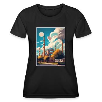 Edirne Türkei Vintage Reiseposter WPA Souvenir - Frauen Funktions-T-Shirt - Schwarz - Vorne - AI Model Female 172 light (172cm)